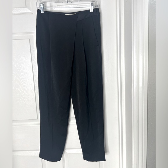 Oβ2nd Exclusively for SCOOP NYC Drape Front Wrap Black Trouser Pants Sz 2 - Picture 3 of 16